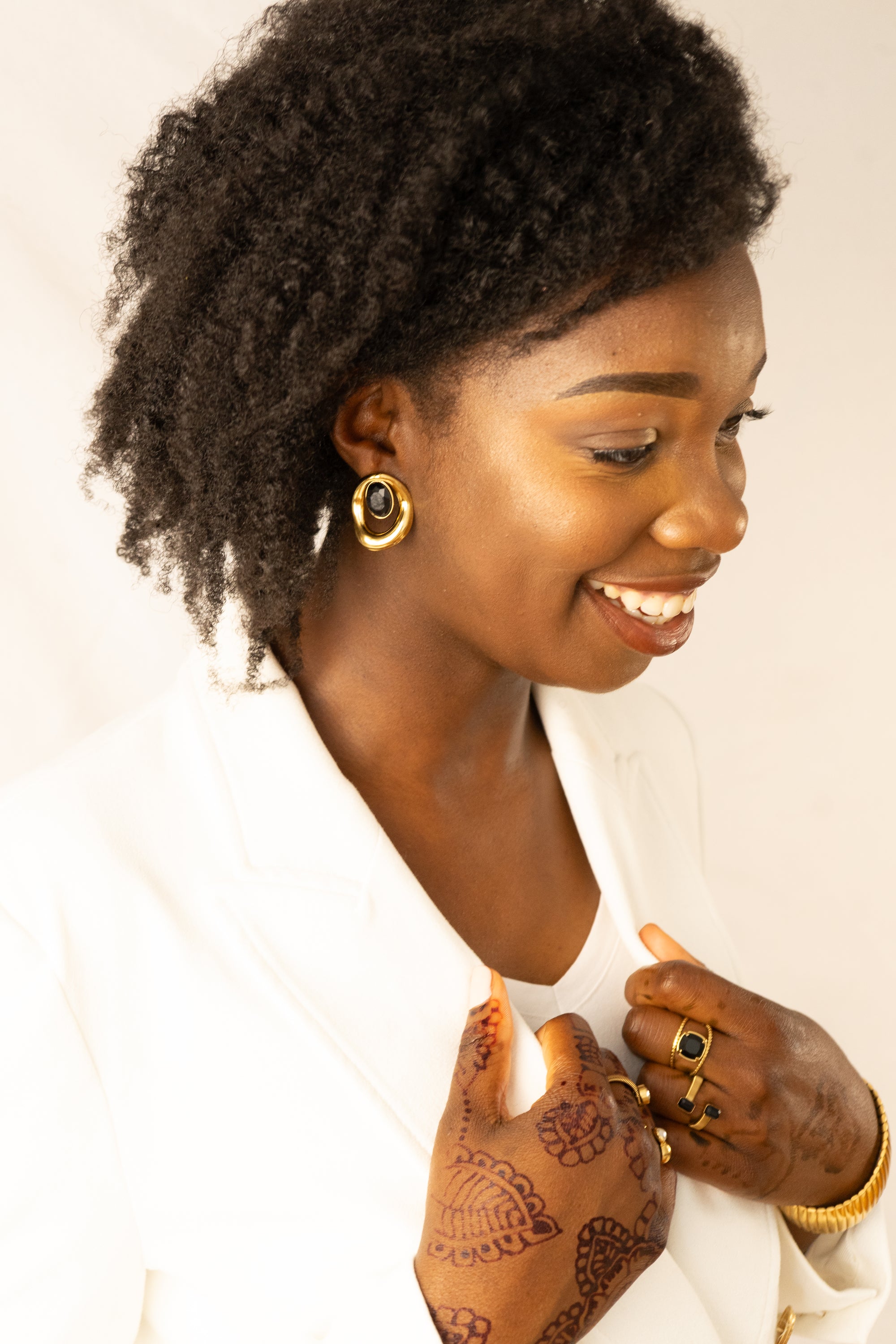 Boucles d'oreilles "Sandra" • Acier inoxydable doré